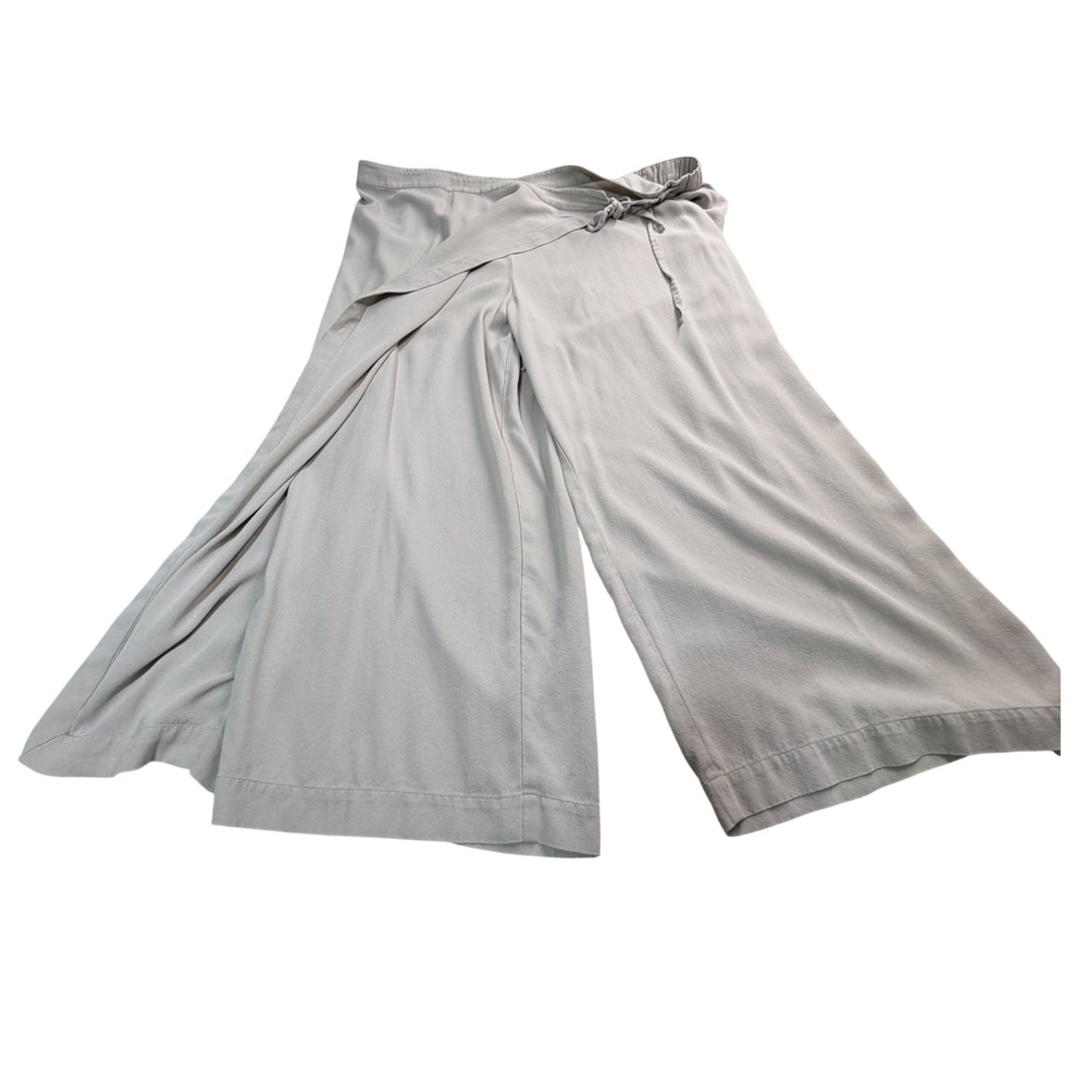 Eileen Fisher Culottes Pants Womens 3X 48X24 Gray Silk Wrap Front Wide Leg Crop - Picture 6 of 8